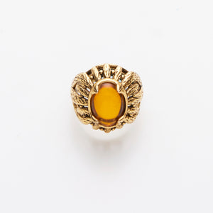 DYLAN LEX Ceilia Ring | Topaz Cabochon | Hand hammered 18k Gold Plated