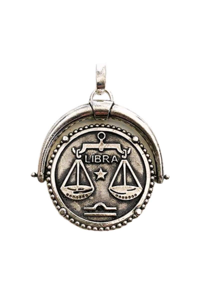 SILVER ZODIAC CHARM Medallion with zodiac sign