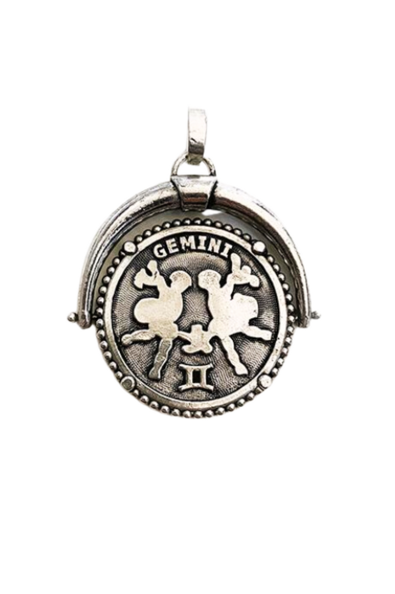 SILVER ZODIAC CHARM Medallion with zodiac sign