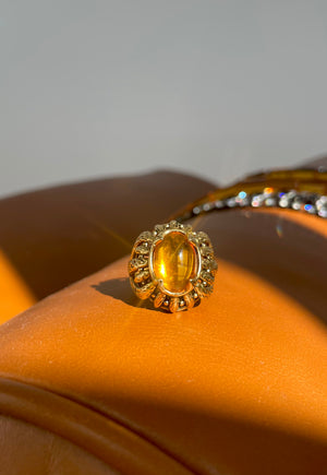 DYLAN LEX Ceilia Ring | 18k Gold Plated | Topaz Cabochon
