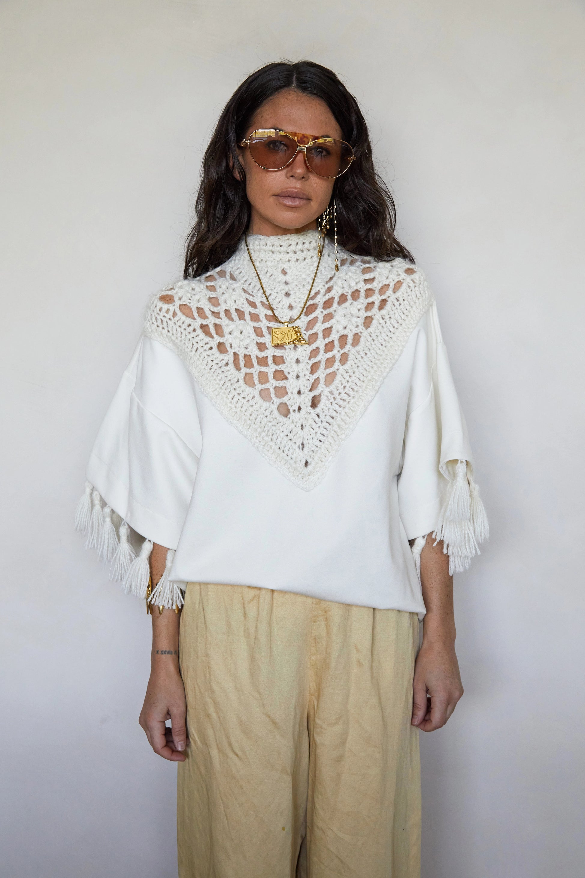 Tete by Odette x DLEX Crochet V-Neck T Shirt