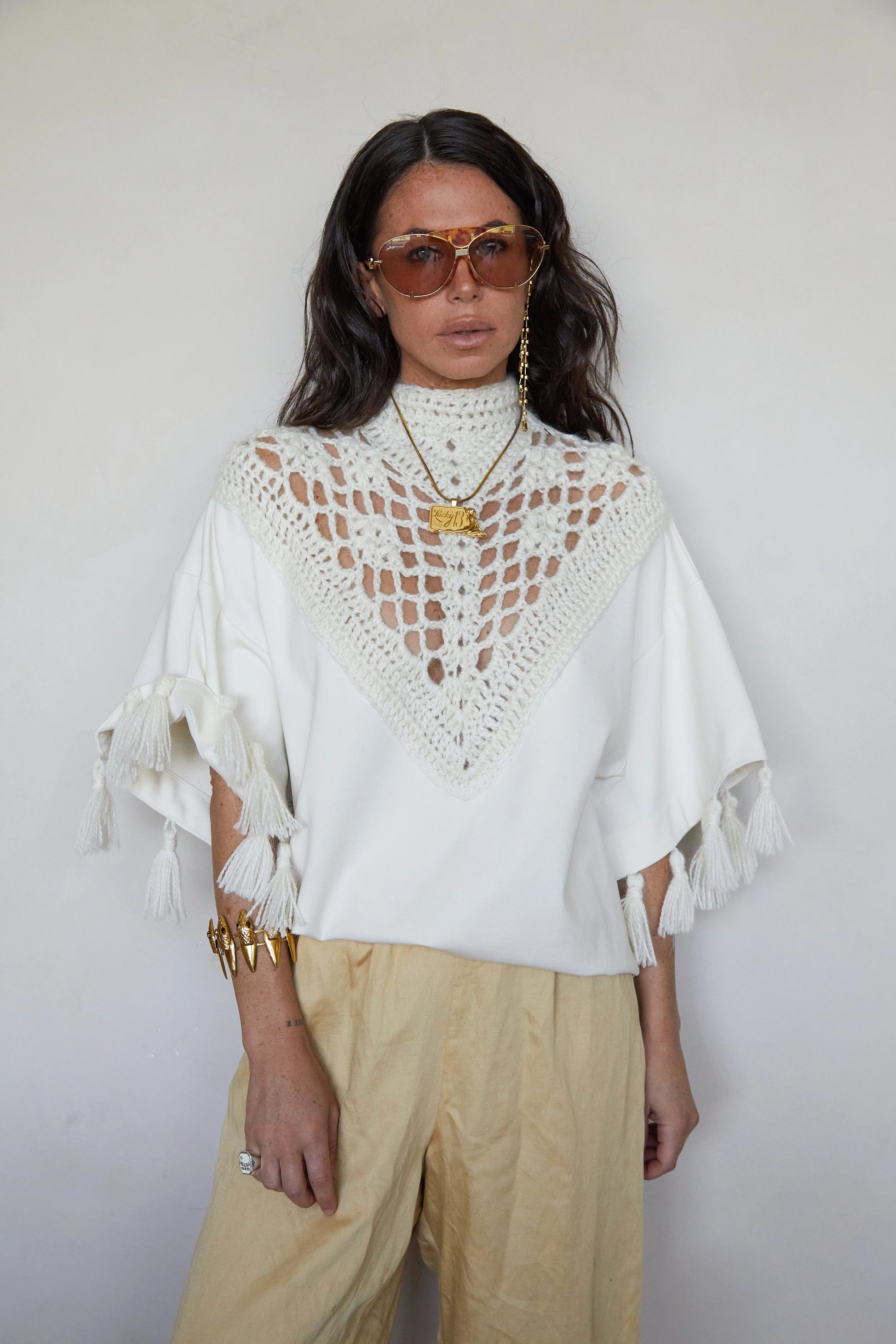 Tete by Odette x DLEX Crochet V-Neck T Shirt