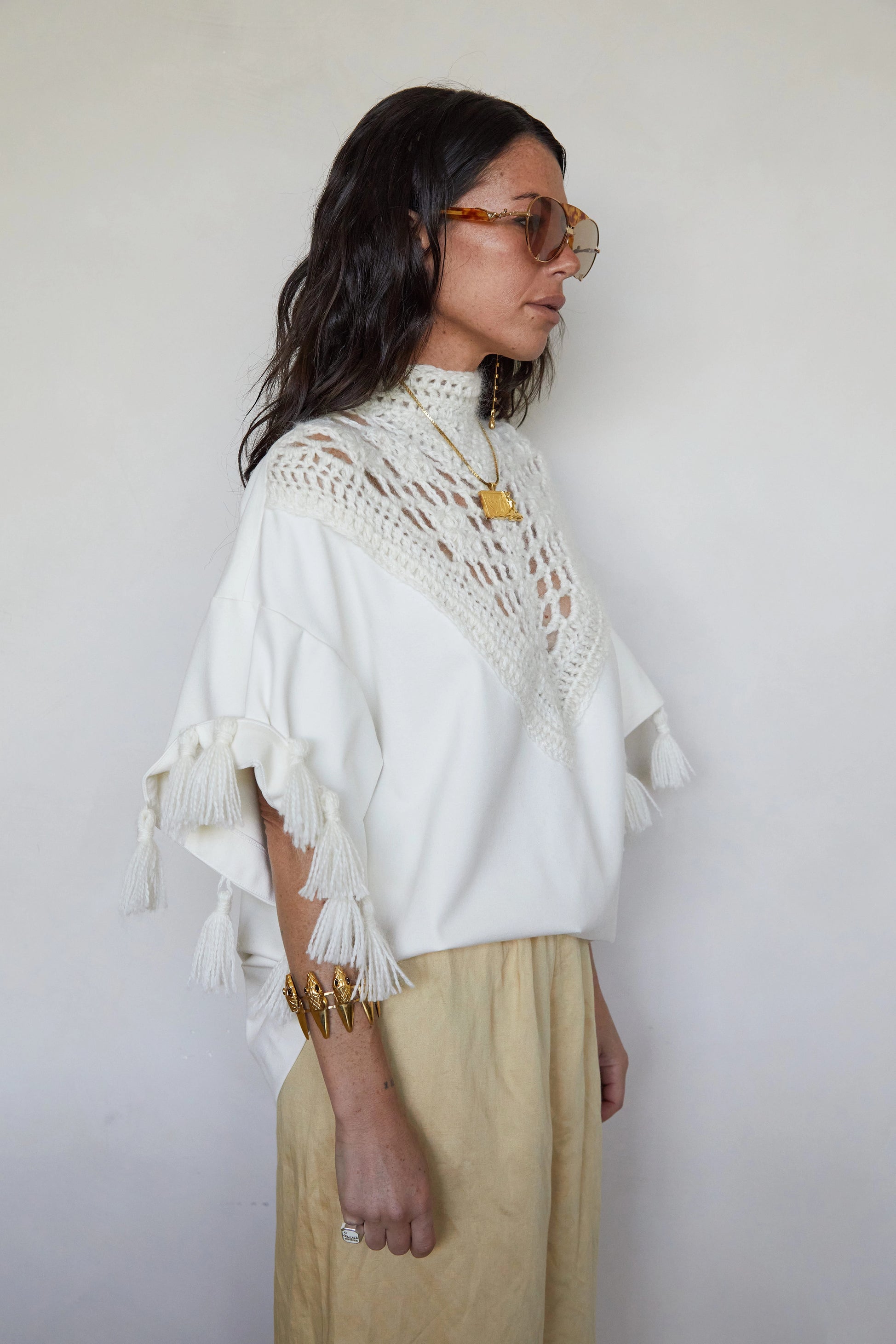 Tete by Odette x DLEX Crochet V-Neck T Shirt