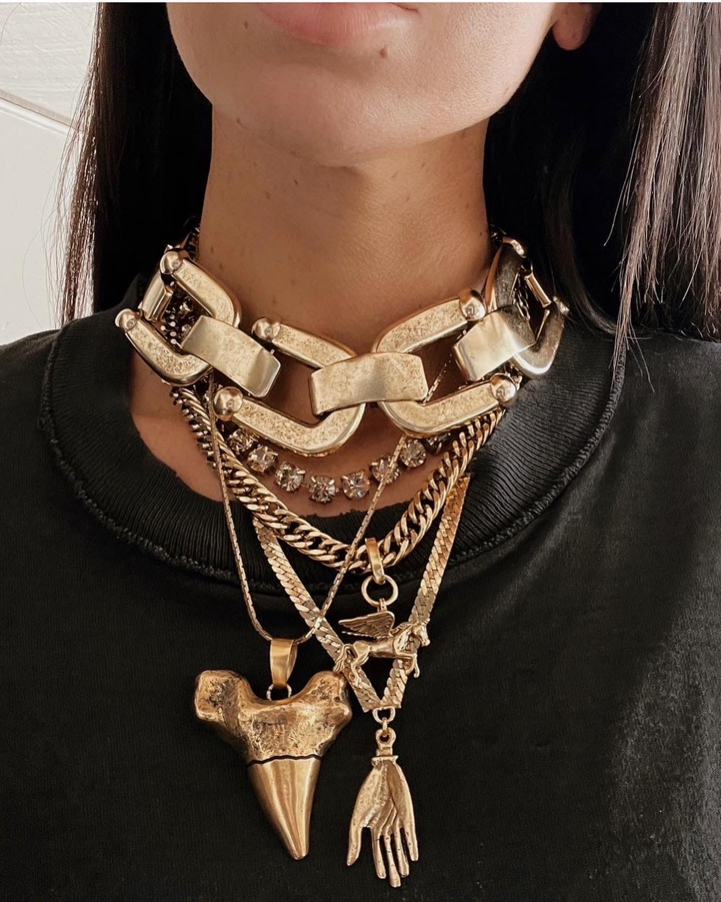 Statement Necklace | Brass | Swarovski Crystals | Vintage Look