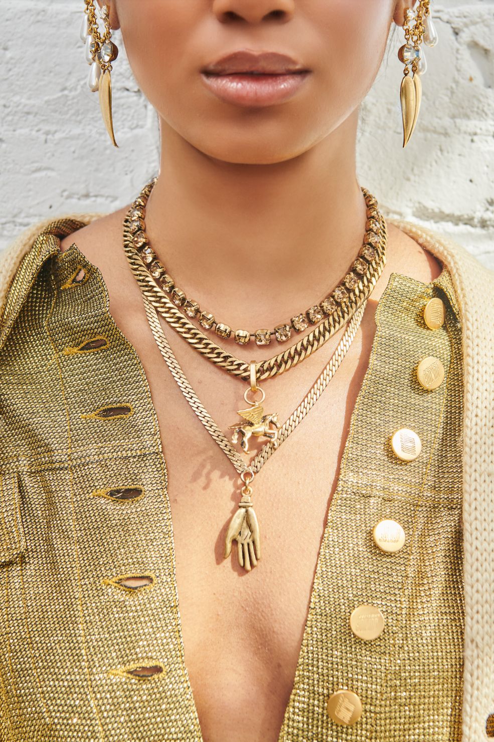   Jewelry 本 Luxury Statement Necklace | Brass & Swarovski Crystals | Hand