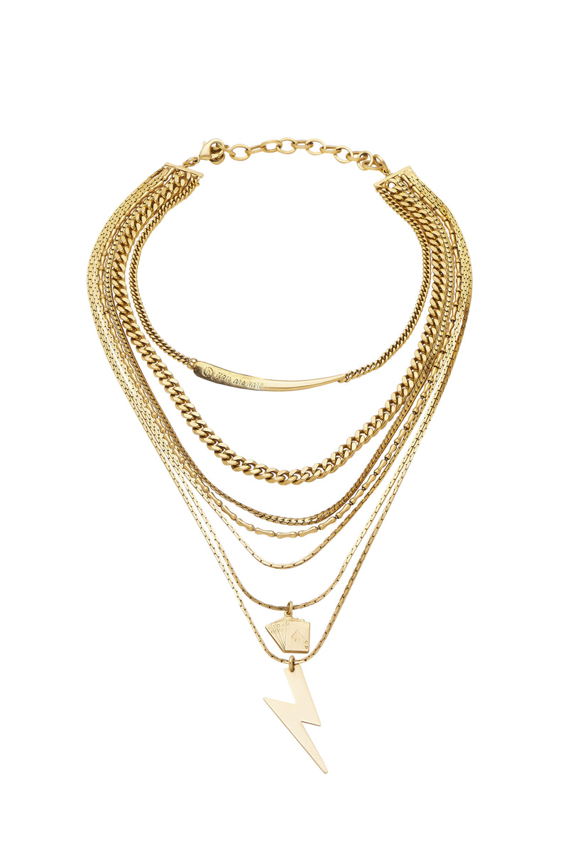 Joey II | 18K Gold Plated Layered Chain Charm Necklace