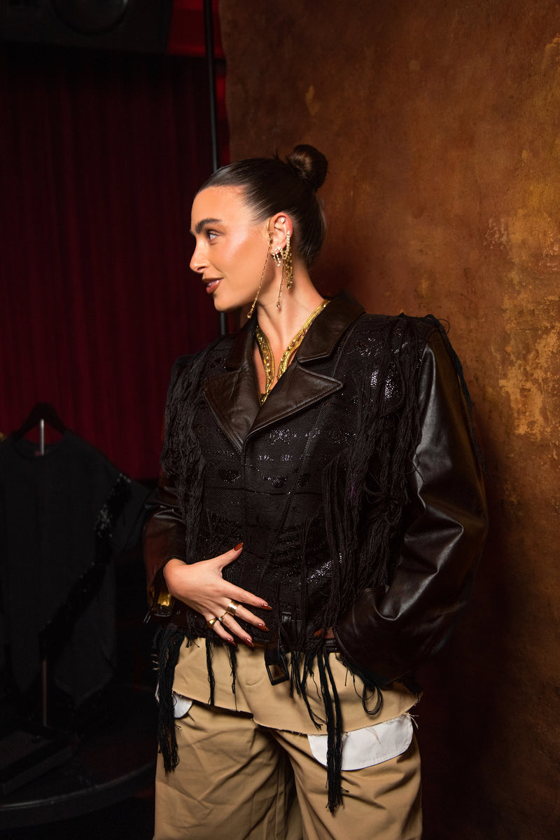 Tete by Odette x DLEX Moto Jacket with Fringe