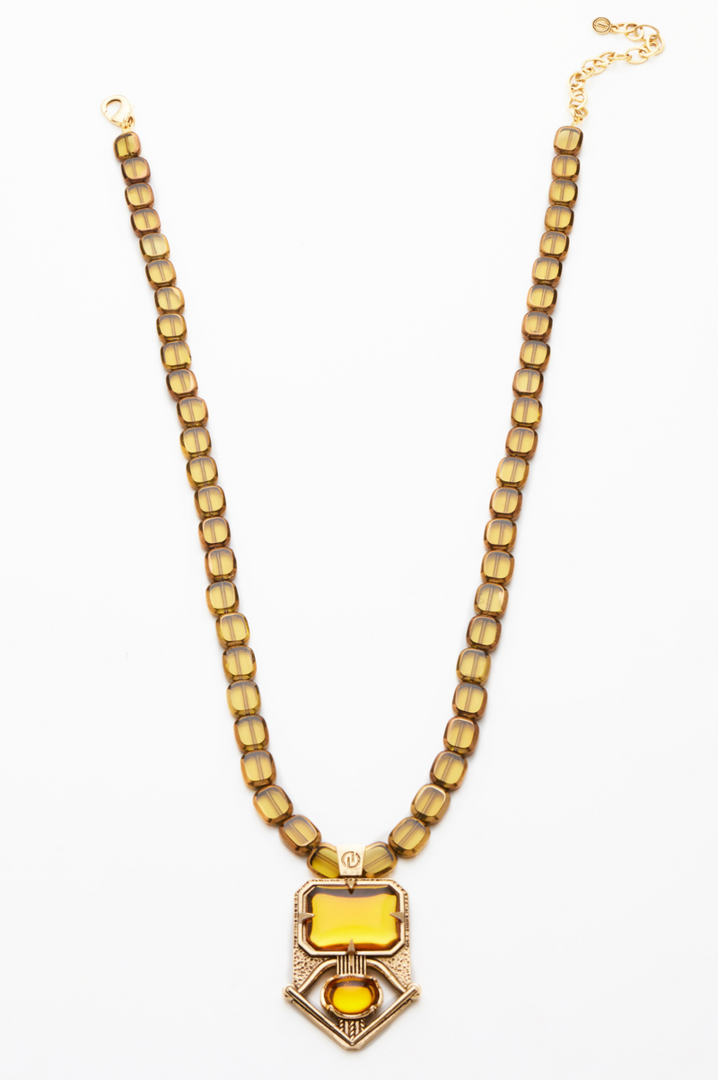 DYLAN LEX Luna Necklace | Glass and Topaz Pendant Necklace
