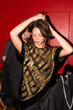 Tete by Odette x DLEX Metallic T Shirt with Fringe Beading
