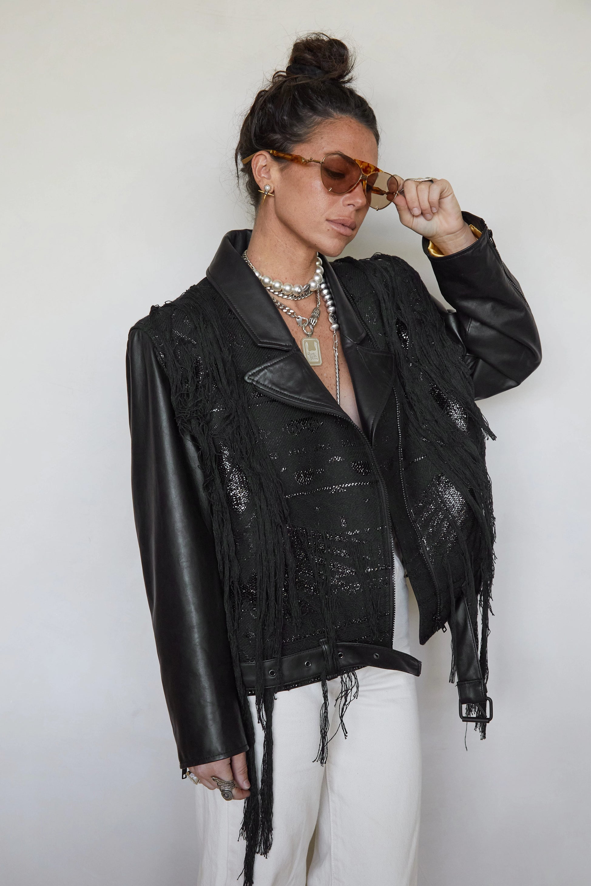 Tete by Odette x DLEX Moto Jacket with Fringe