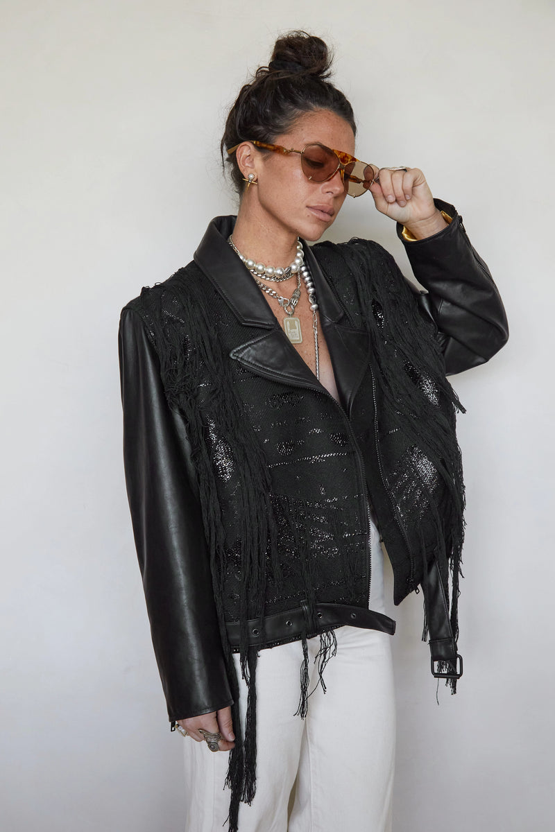 Tete by Odette x DLEX Moto Jacket with Fringe