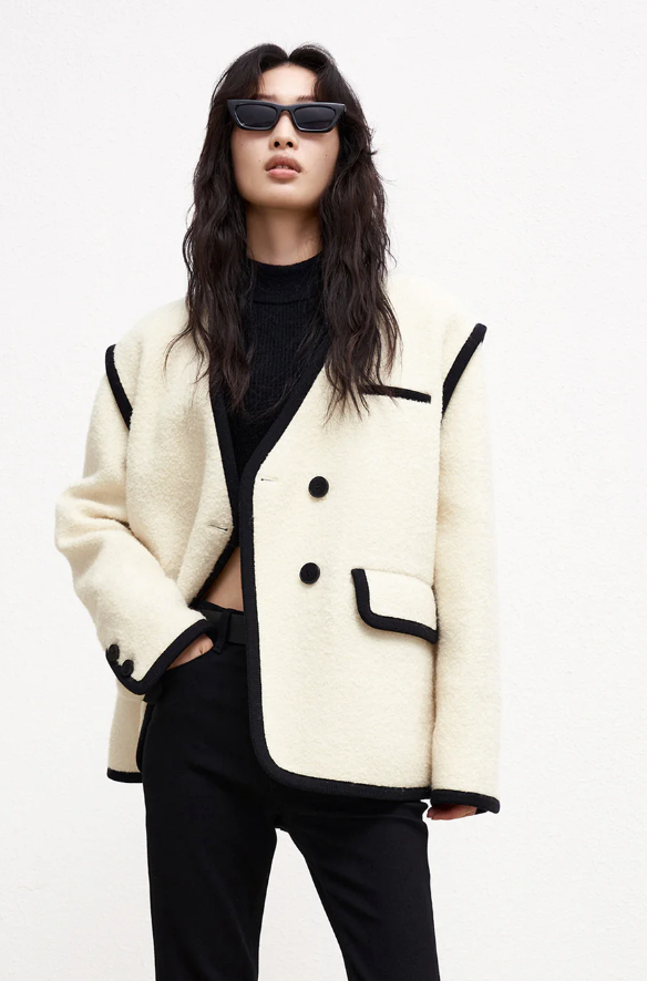 Contrast Midi Coat