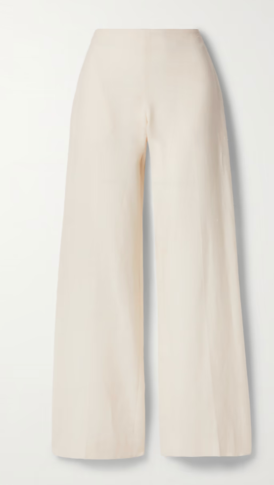 Foulard wool, silk and linen-blend wide-leg pants