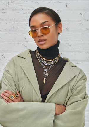 Maxx | Mixed Gold and Black Crystal Snake Necklace