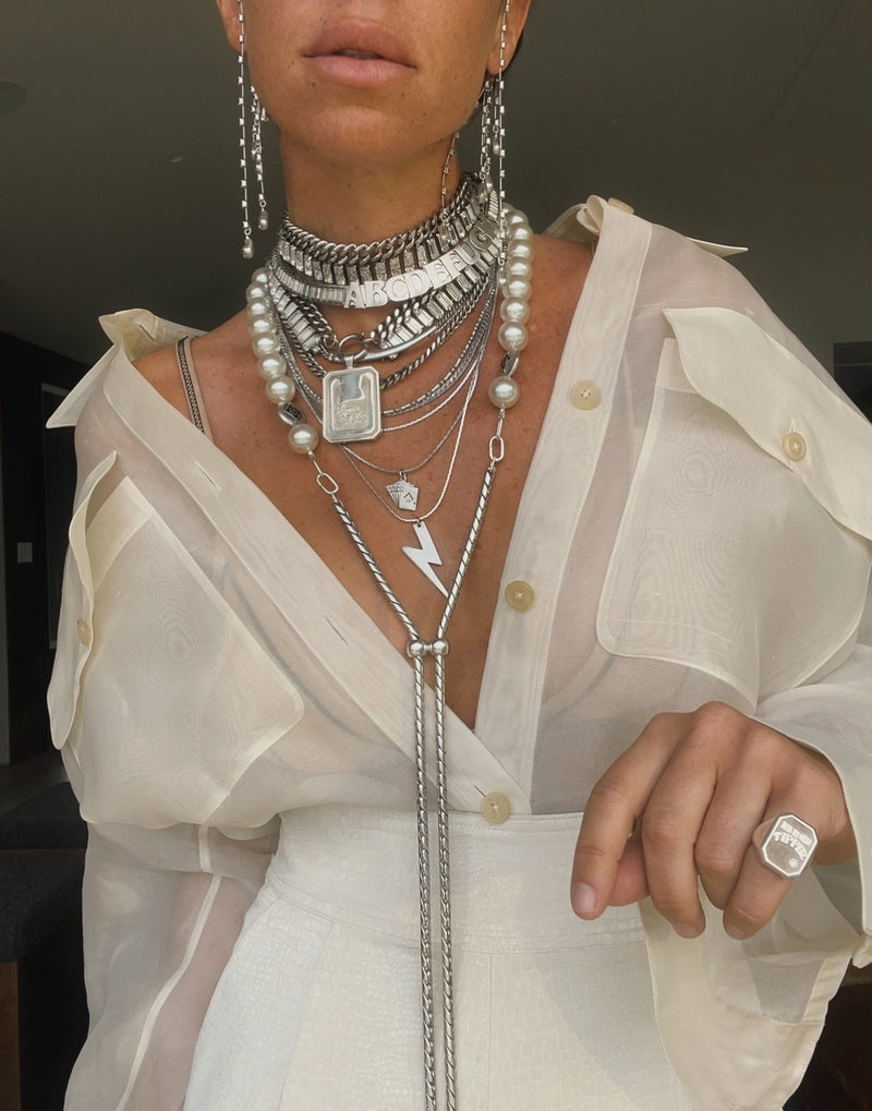 Silver Joey II | Silver Layered Chain Charm Necklace