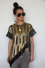 Tete by Odette x DLEX Metallic T Shirt with Fringe Beading