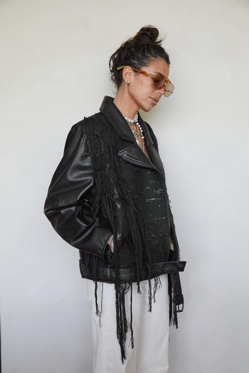 Tete by Odette x DLEX Moto Jacket with Fringe