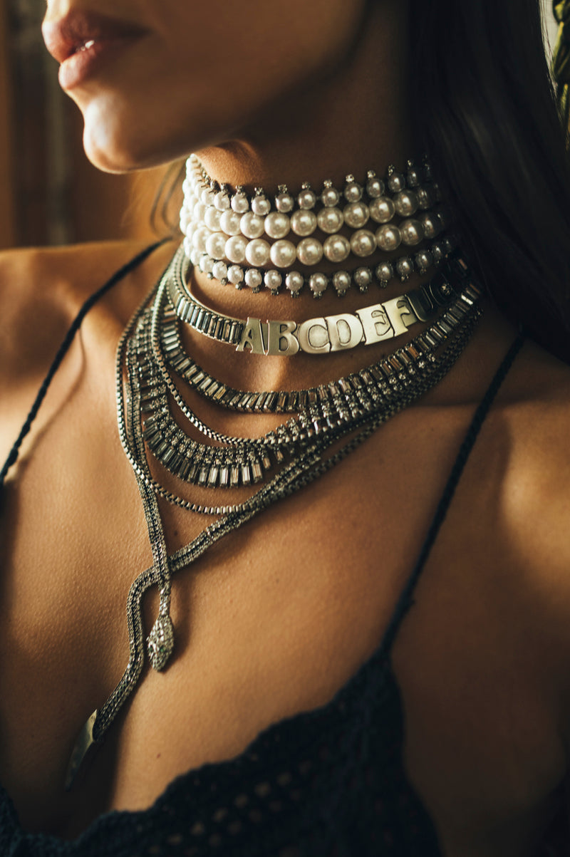DYLAN LEX Silver Maxx Necklace | Sarah Choker | ABCDEFU Choker Necklace | Antique Silver Handmade