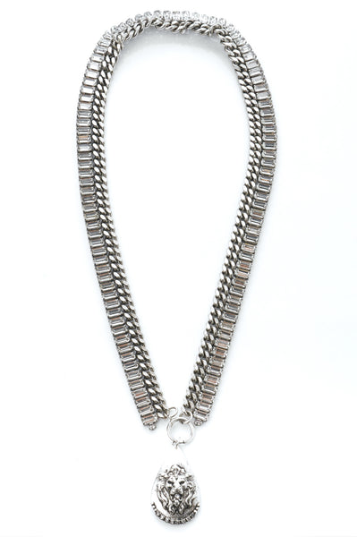 Statement Necklace | Silver Oxidized Plated Chain | Long Layer or